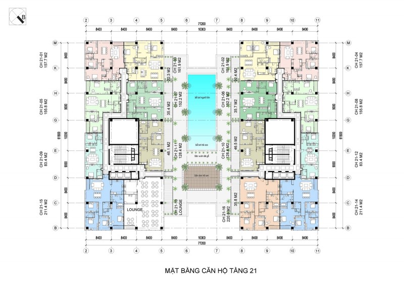 mặt bằng căn hộ Vinhomes Đồng Khởi Tầng 21