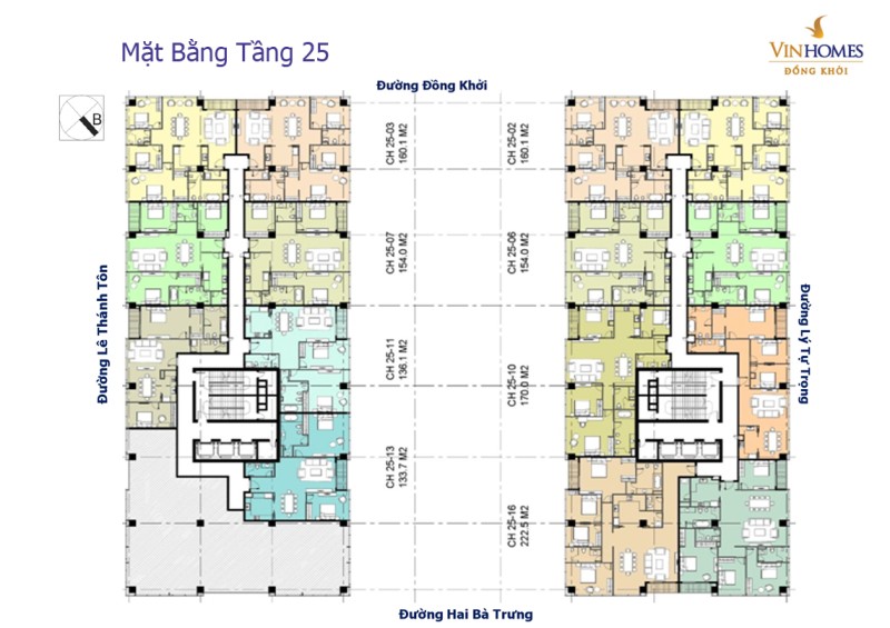 Mặt bằng căn hộ Vincom Đồng Khởi lầu 24