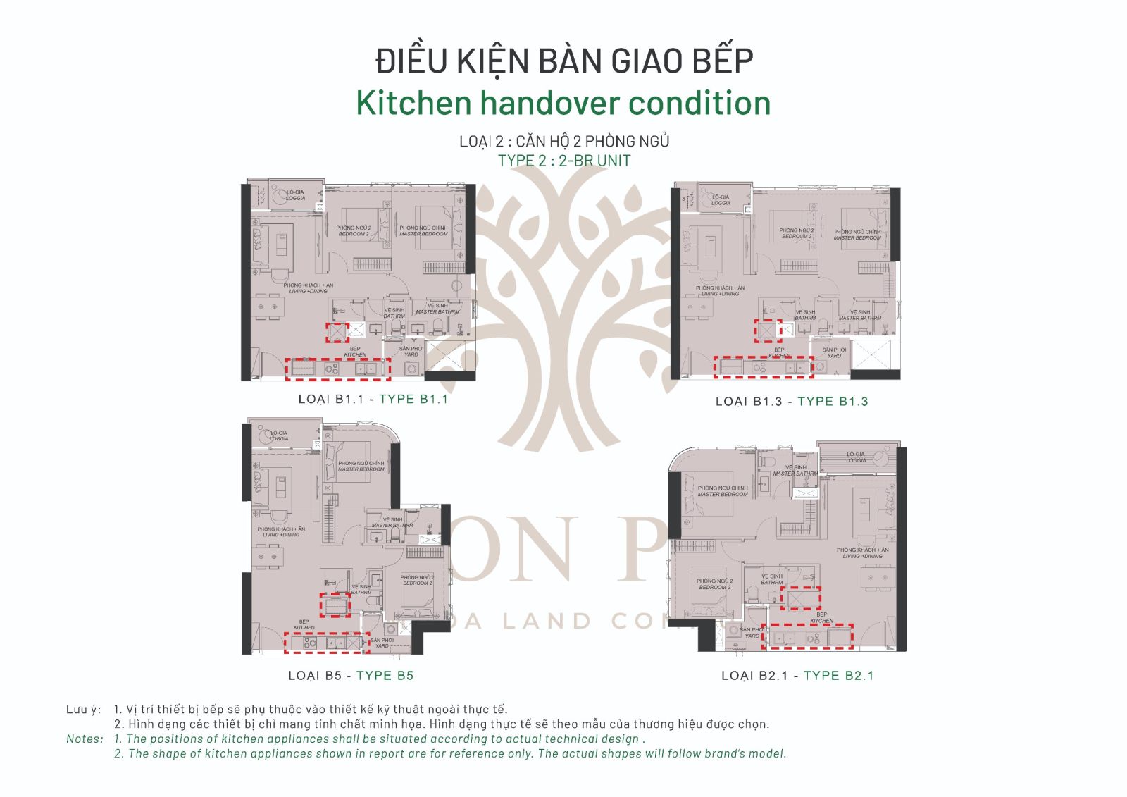 ĐIỀU KIỆN BÀN GIAO BẾP EATON PARK- TOÀ A3-A4 - CĂN HỘ 2 PHÒNG NGỦ