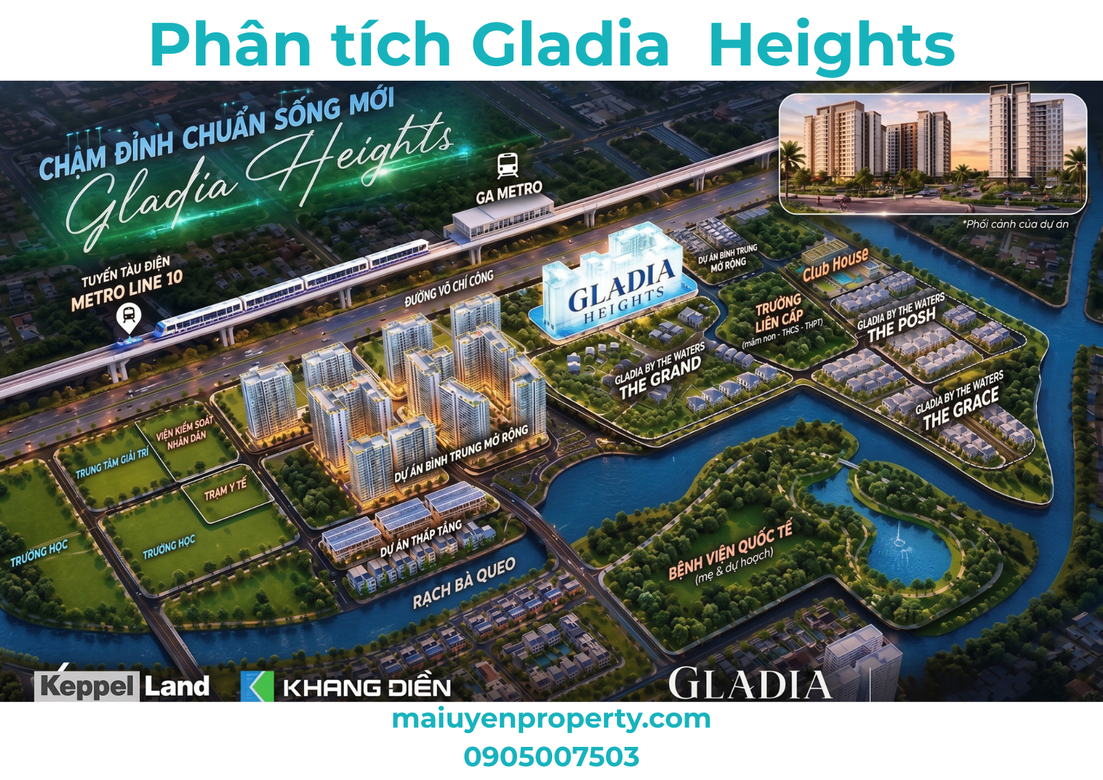 Phối cảnh tổng thể dự án Gladia Heights nhìn từ trên cao.