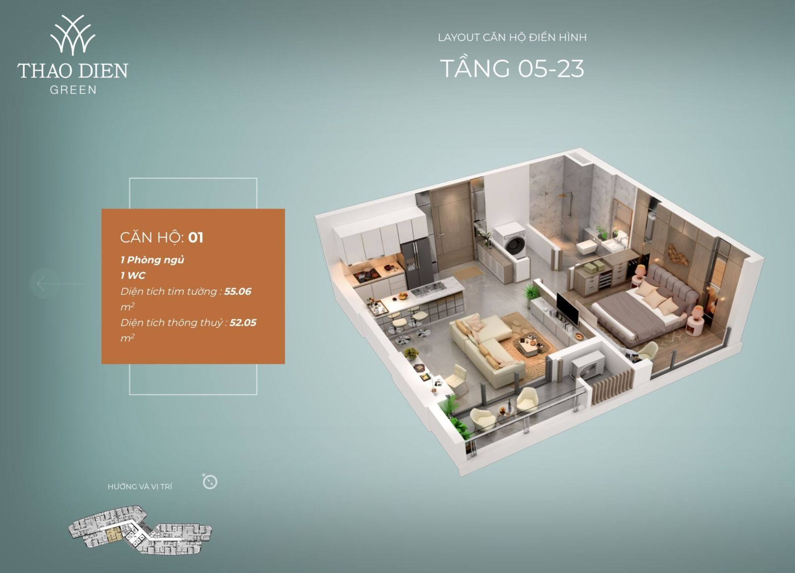 Thông Tin Chi Tiết Căn Hộ Thảo Điền Green Căn hộ 01