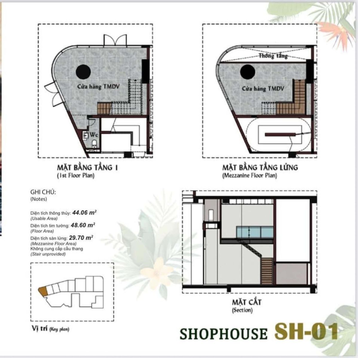 Mặt bằng chi tiết Căn Hộ ShophouseThảo Điền Green: