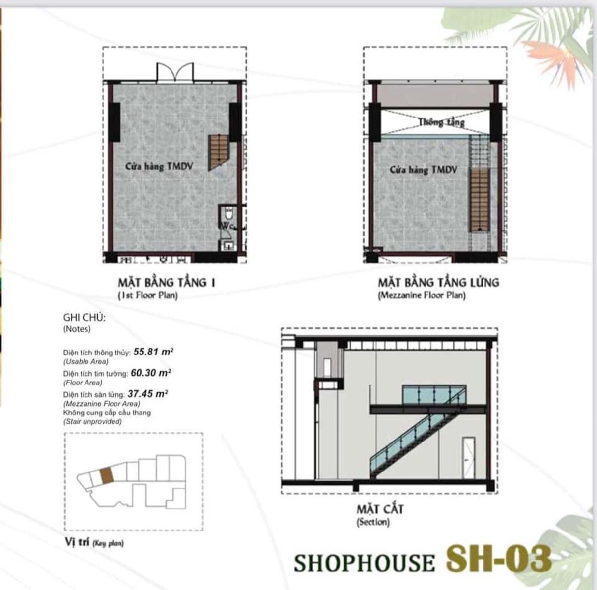 Mặt bằng chi tiết Căn Hộ ShophouseThảo Điền Green ( shophouse Thảo Điền Green 03)