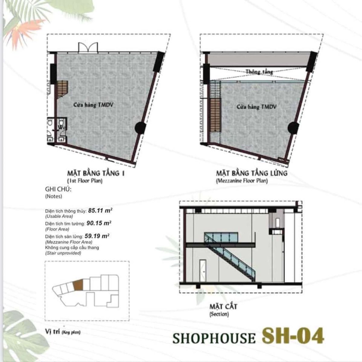 Mặt bằng chi tiết Căn Hộ ShophouseThảo Điền Green ( shophouse Thảo Điền Green 04)