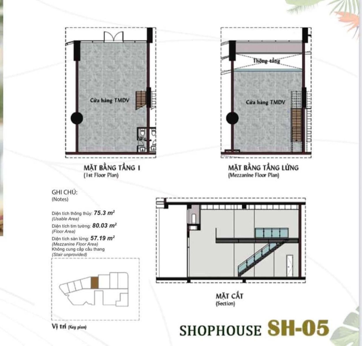 Mặt bằng chi tiết Căn Hộ Shophouse Thảo Điền Green ( shophouse Thảo Điền Green 05)