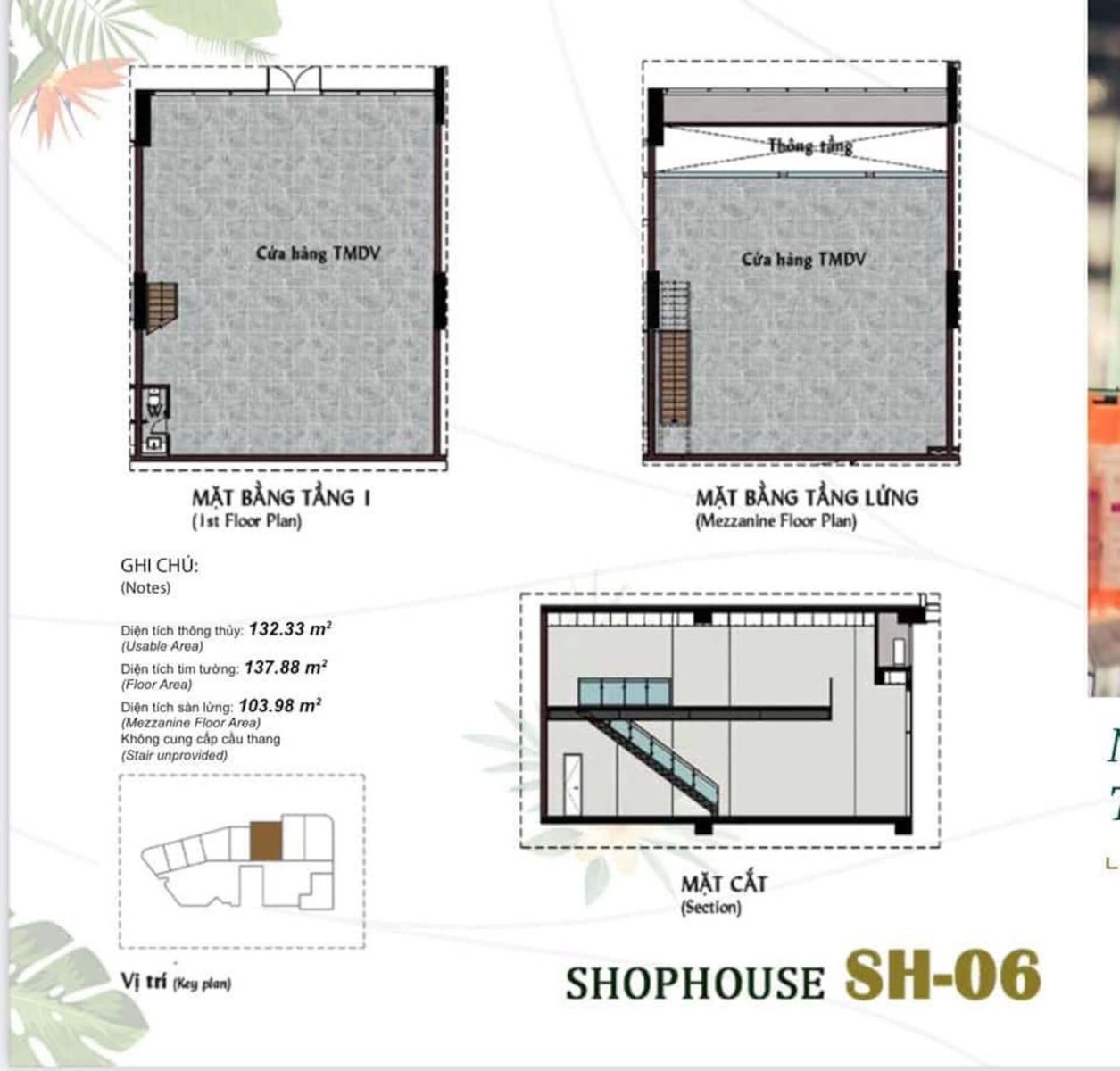 Mặt bằng chi tiết Căn Hộ Shophouse Thảo Điền Green ( shophouse Thảo Điền Green 06)