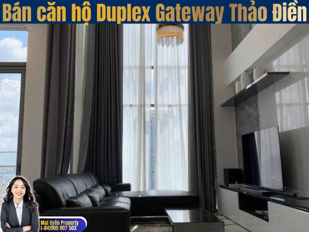 Thông tin căn hộ Gateway Thảo Điền: Thiết kế Duplex thông tầng, diện tích lớn  Không gian sinh hoạt thoáng đãng, bố trí hợp lý  Nội thất hiện đại, bàn giao đầy đủ  View rộng, không bị chắn, hướng về biểu tượng trung tâm Thành phố  Tiện ích dự án Gateway Thảo Điền: Hồ bơi tràn, phòng gym, khu thương mại  Lễ tân – bảo vệ 24/7  Giao thông thuận tiện, kết nối trực tiếp tuyến Metro số 1  Gần các trường quốc tế: ISHCMC, BIS, European School  Liên hệ xem căn hộ Duplex Gateway Thảo Điền: 📞 Mai Uyên – 0905007503  Từ khóa SEO đề xuất: Bán căn hộ Duplex Gateway Thảo Điền, căn hộ Gateway Thảo Điền 239m2, Gateway Thảo Điền view Landmark 81, căn hộ duplex Thảo Điền có sổ hồng